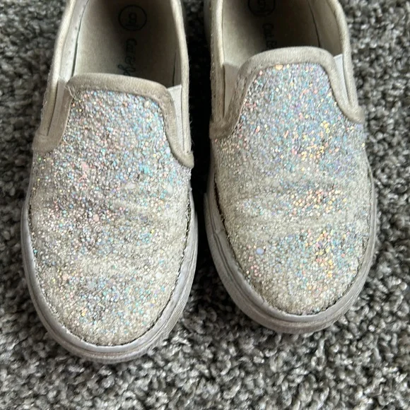 Cat & Jack toddler girl sparkle slip on tennis shoes size 9 - Picture 6 of 7